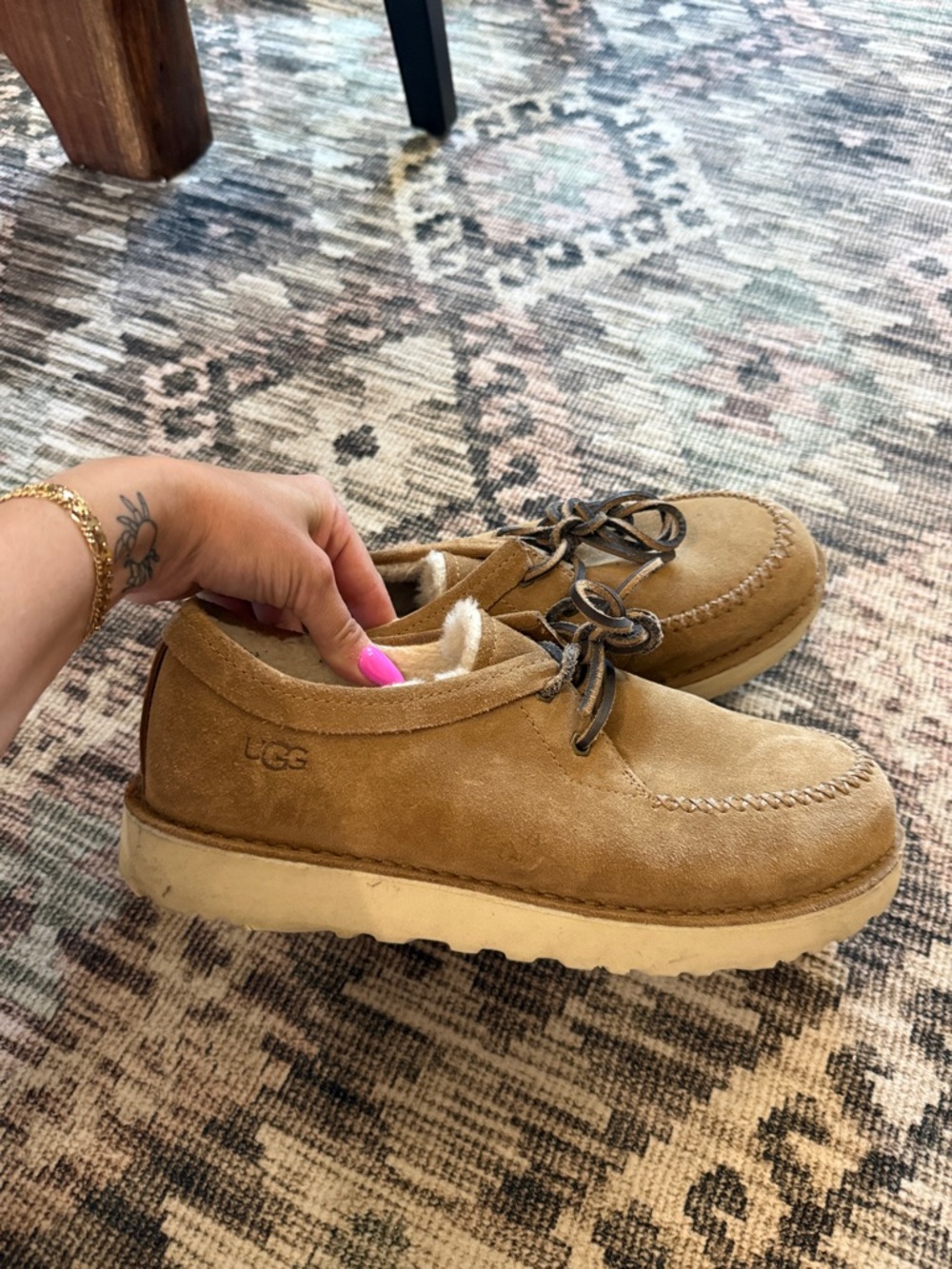 Men’s UGG Tan Suede Moccasin-Style Lace-Up Shoes